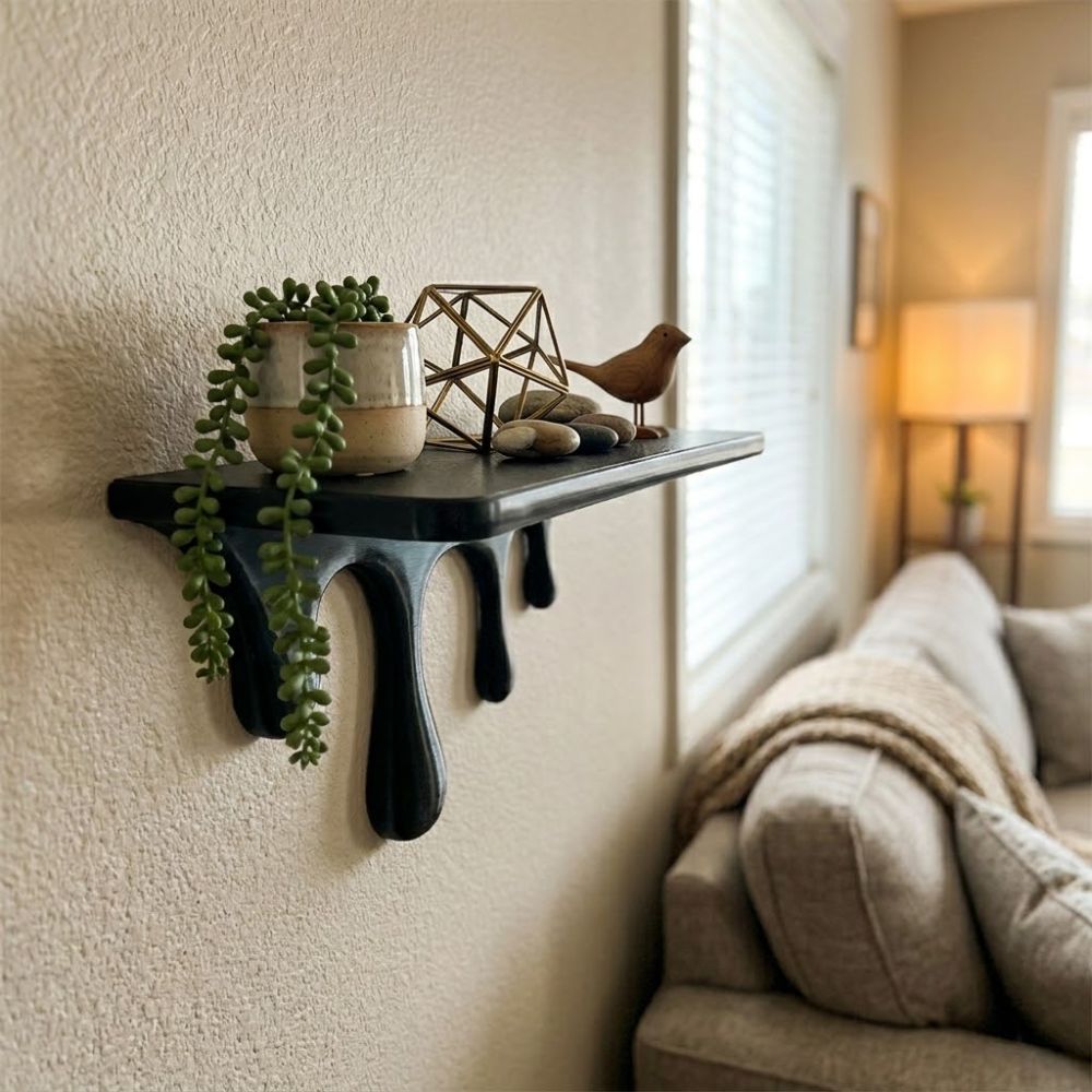 3D Printed Drip Floating Shelf - Shelf Bracket Pair ulasan dan harga